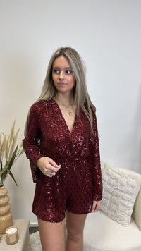 Maxim glitter playsuit- Bordeaux