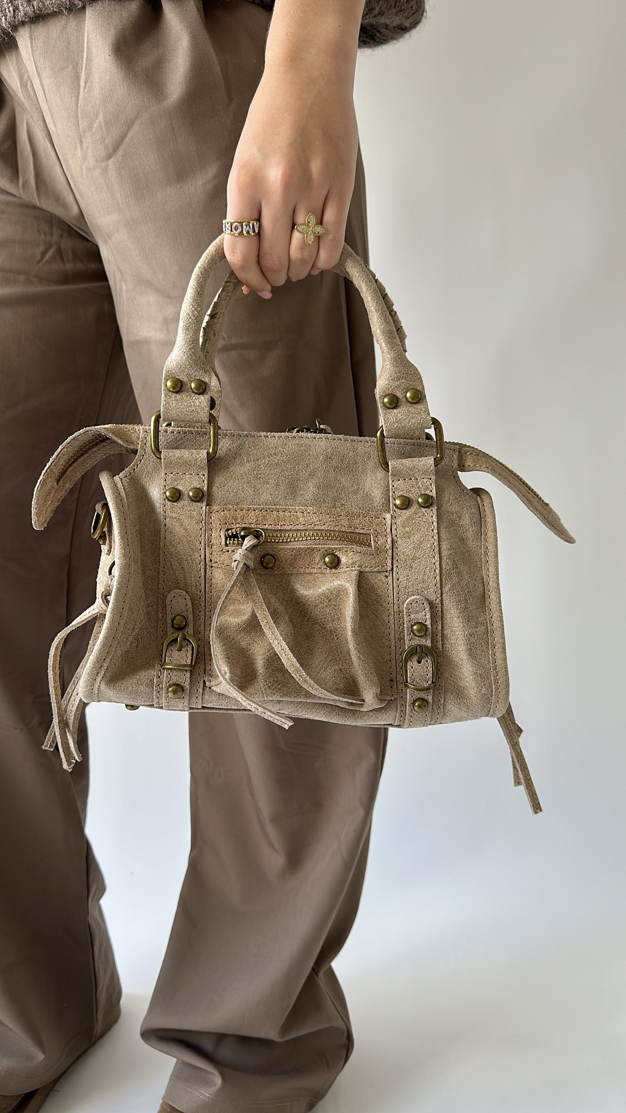 Mini City Bag – Beige, Green & Brown
