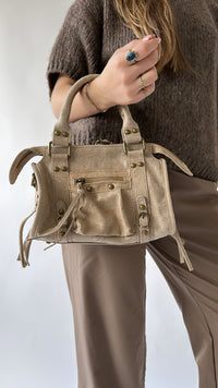 Mini City Bag – Beige, Green & Brown