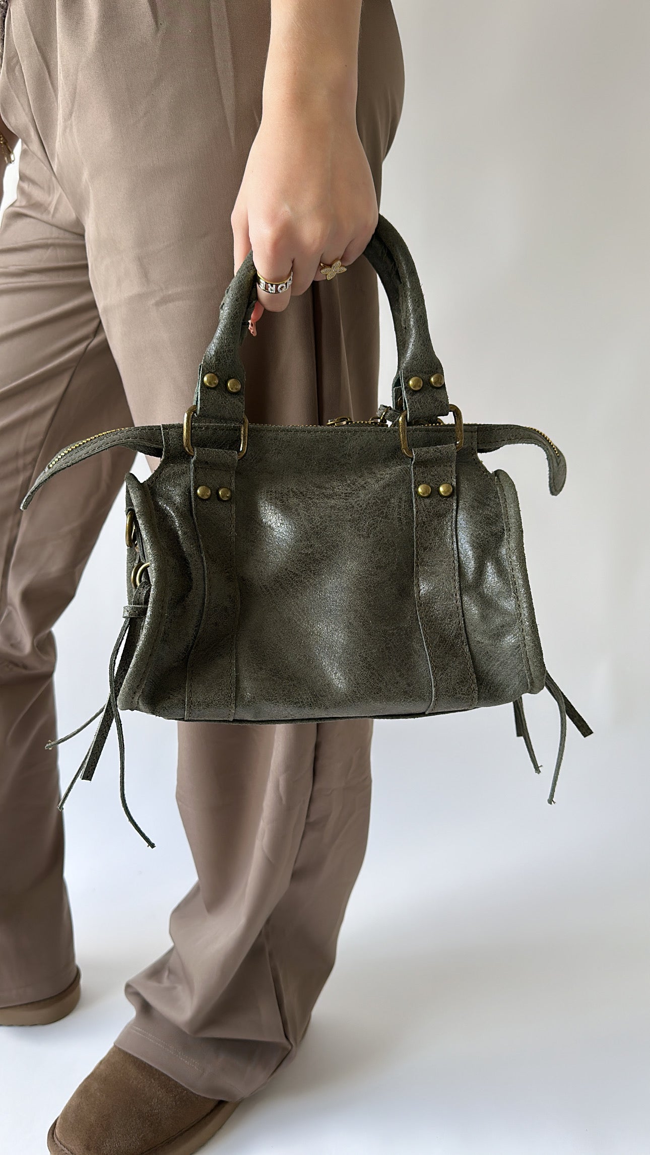 Mini City Bag – Beige, Green & Brown