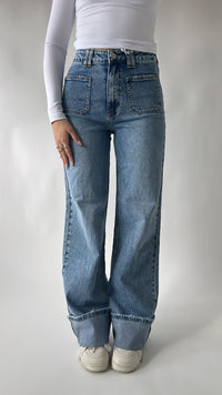 Pocket Detail Wide Leg Jeans