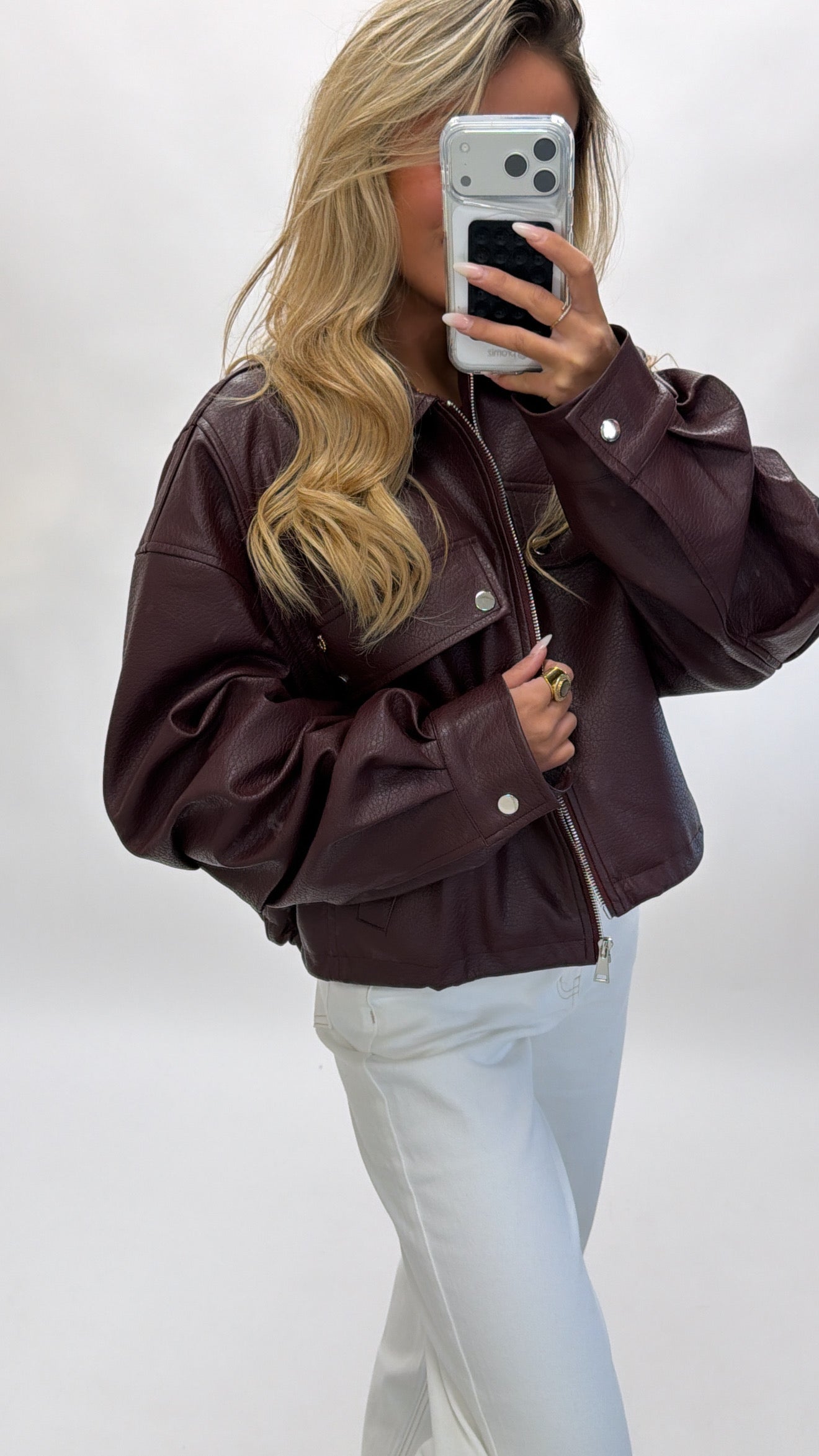 Classic Faux Leather Bomber