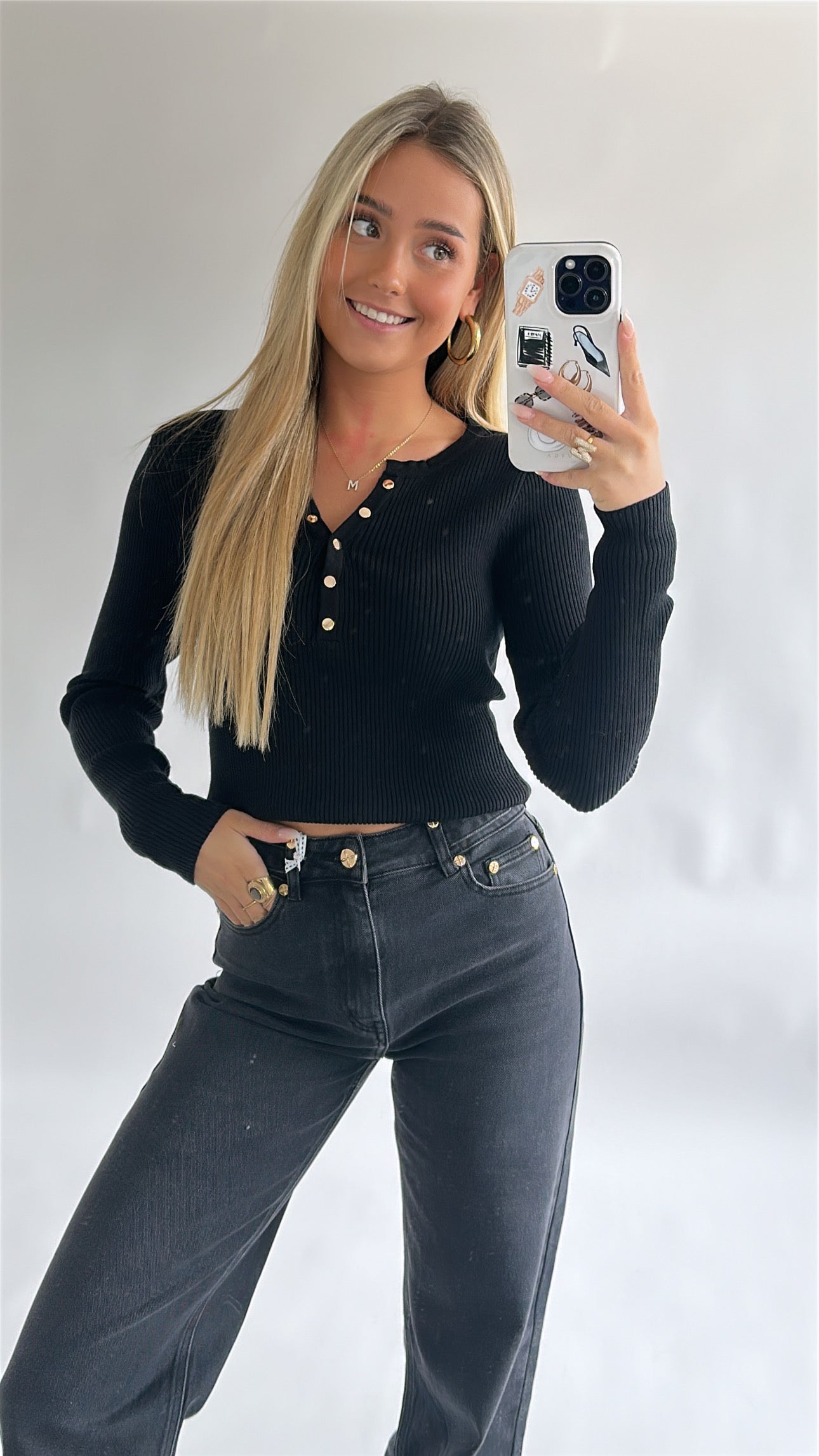 Rib Henley Top