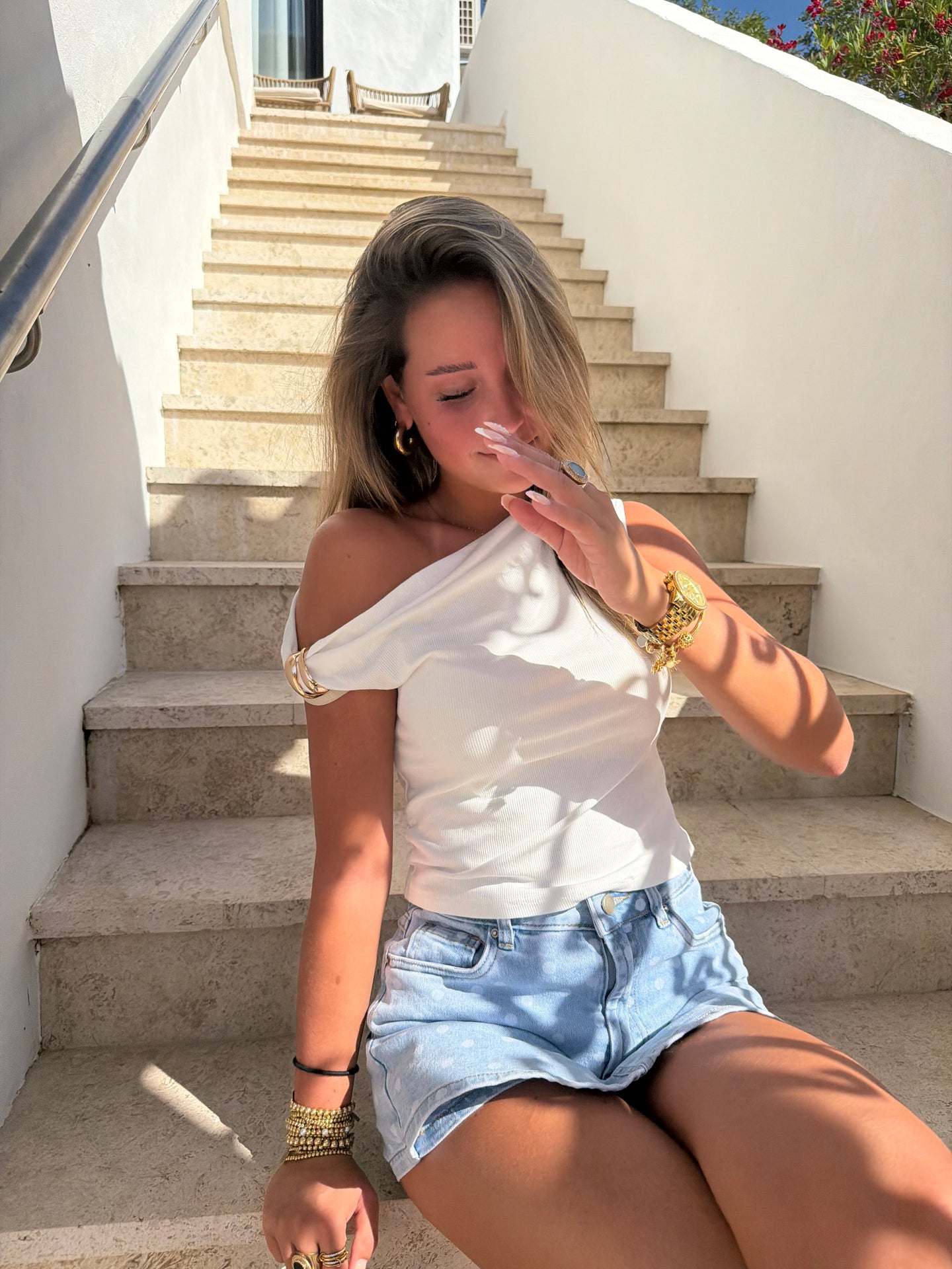 Golden One Shoulder Top