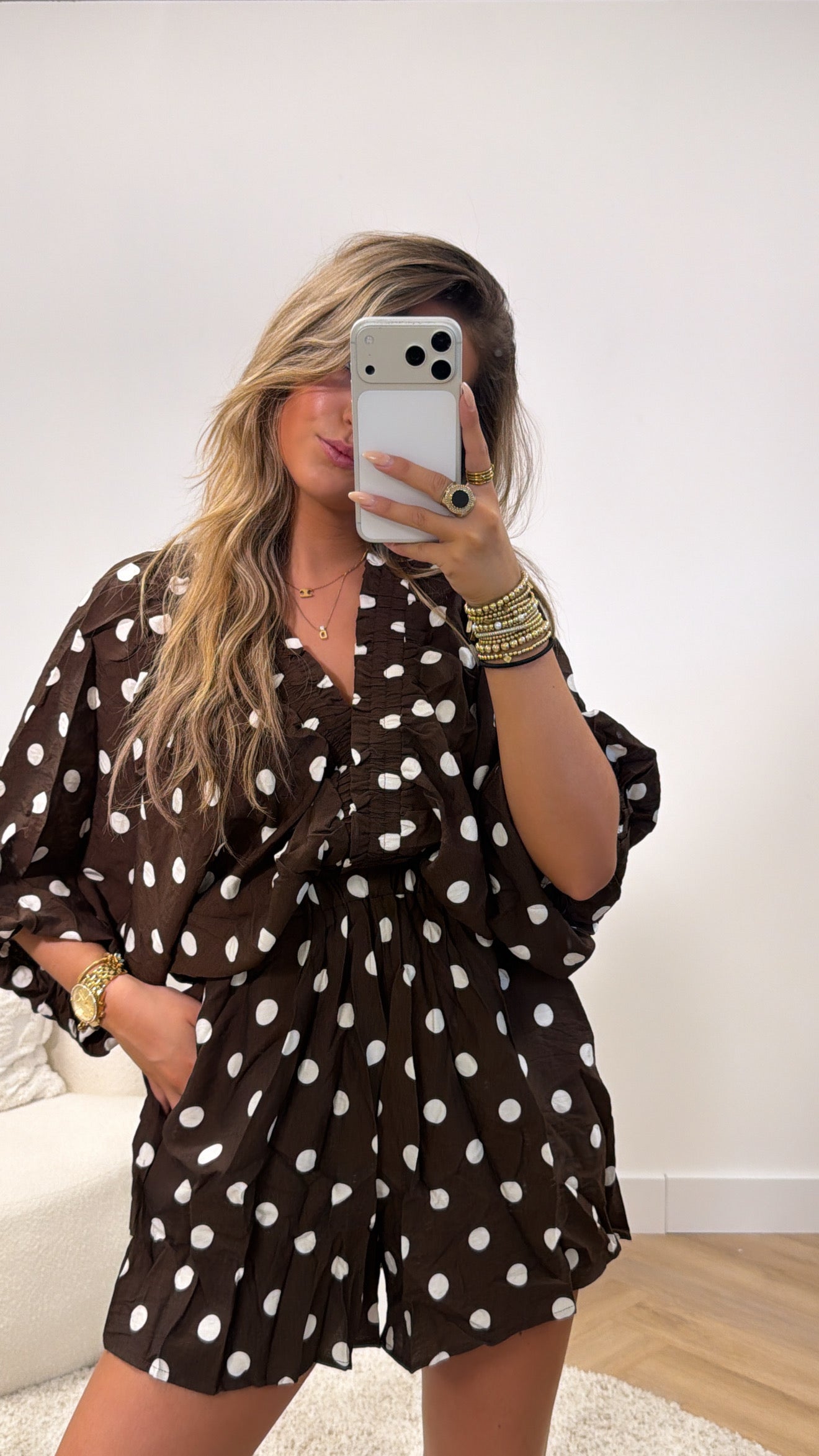 Zoë Polka V-Neck Playsuit