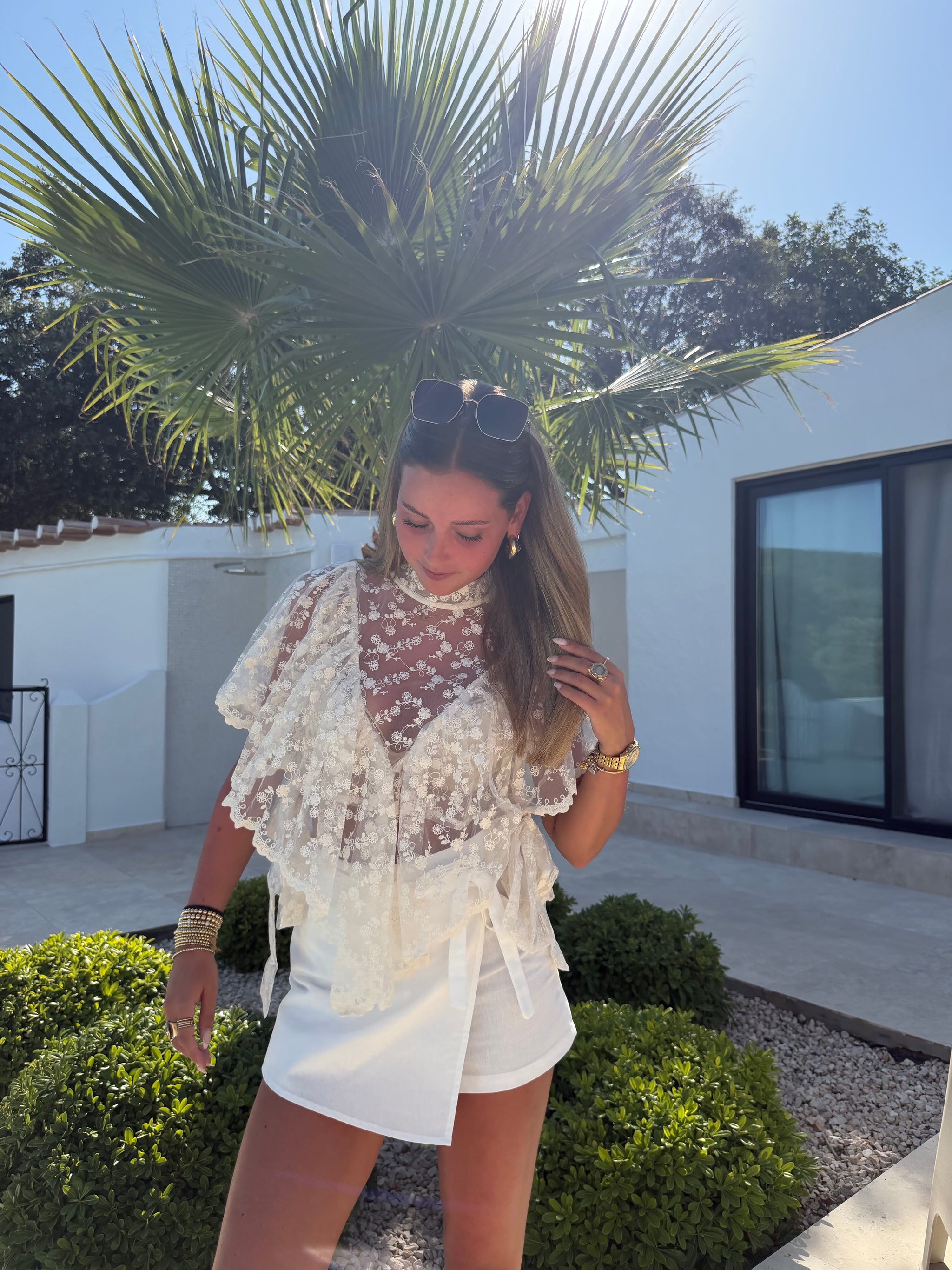Elara Lace Sheer Top