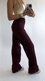 Tall Wide Leg Bordeaux Jeans