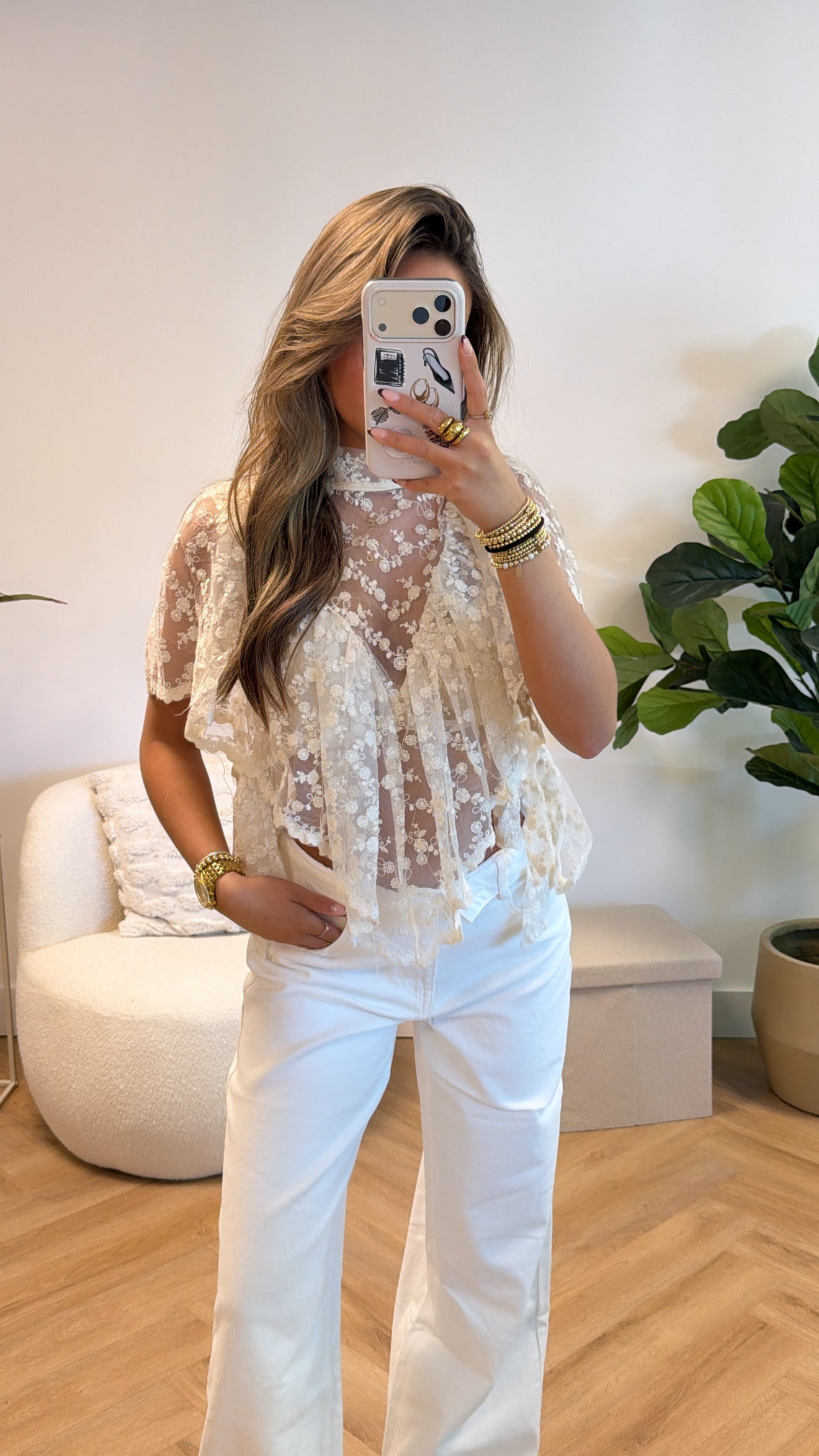Elara Lace Sheer Top