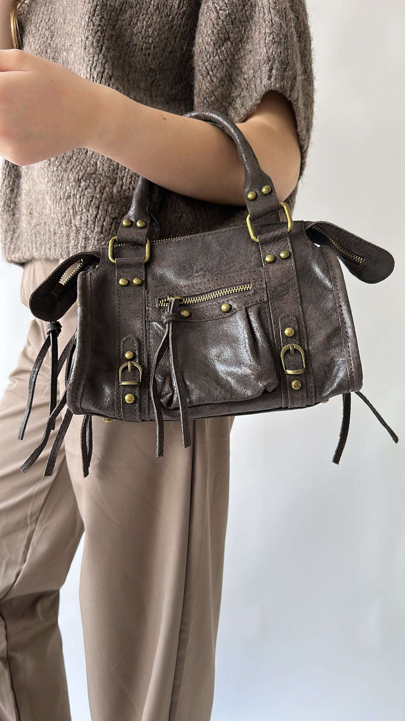 Mini City Bag – Beige, Green & Brown