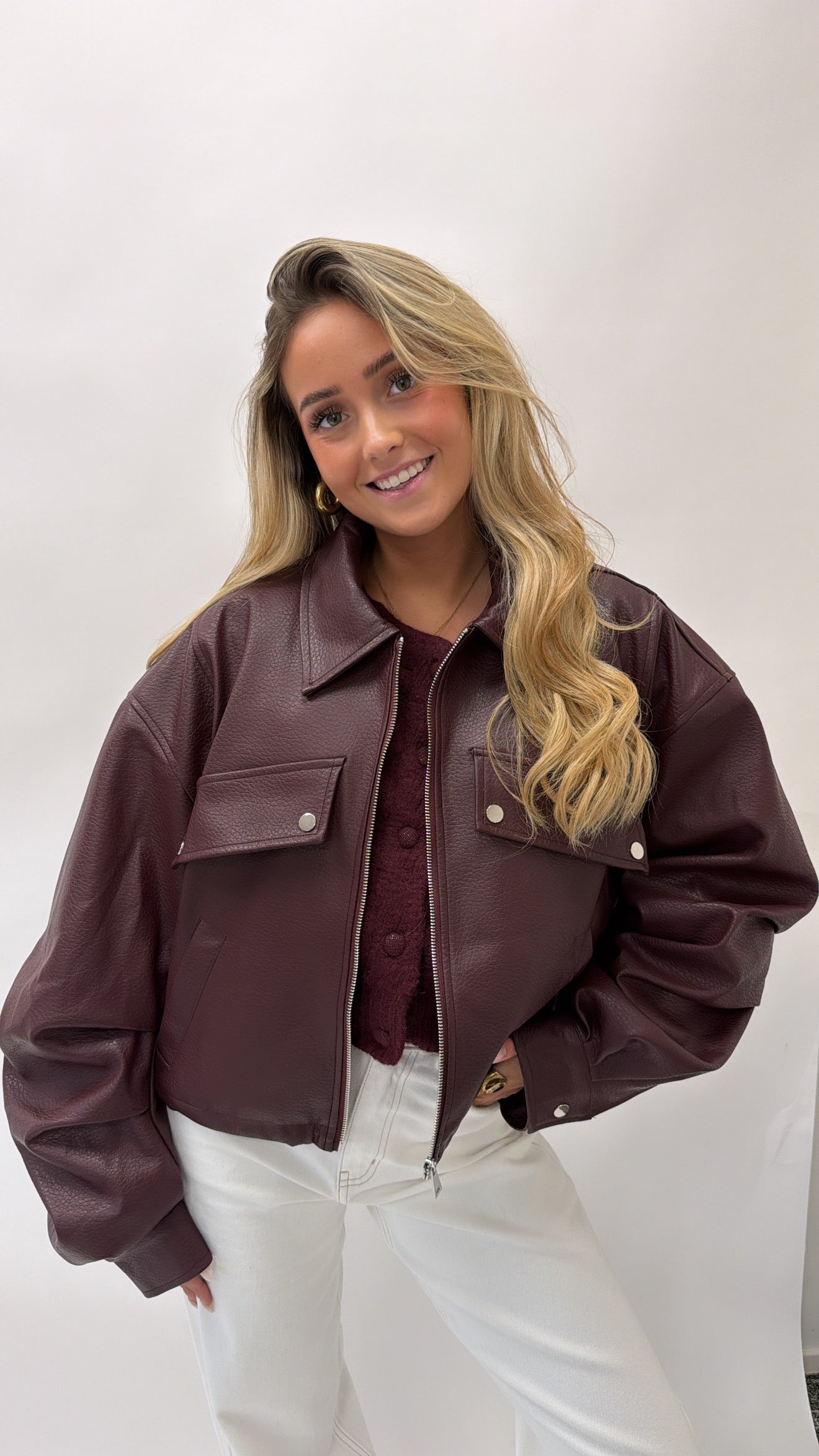 Classic Faux Leather Bomber