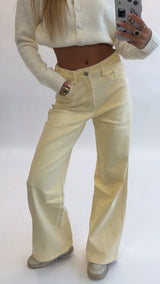 Yellow wide leg jeans