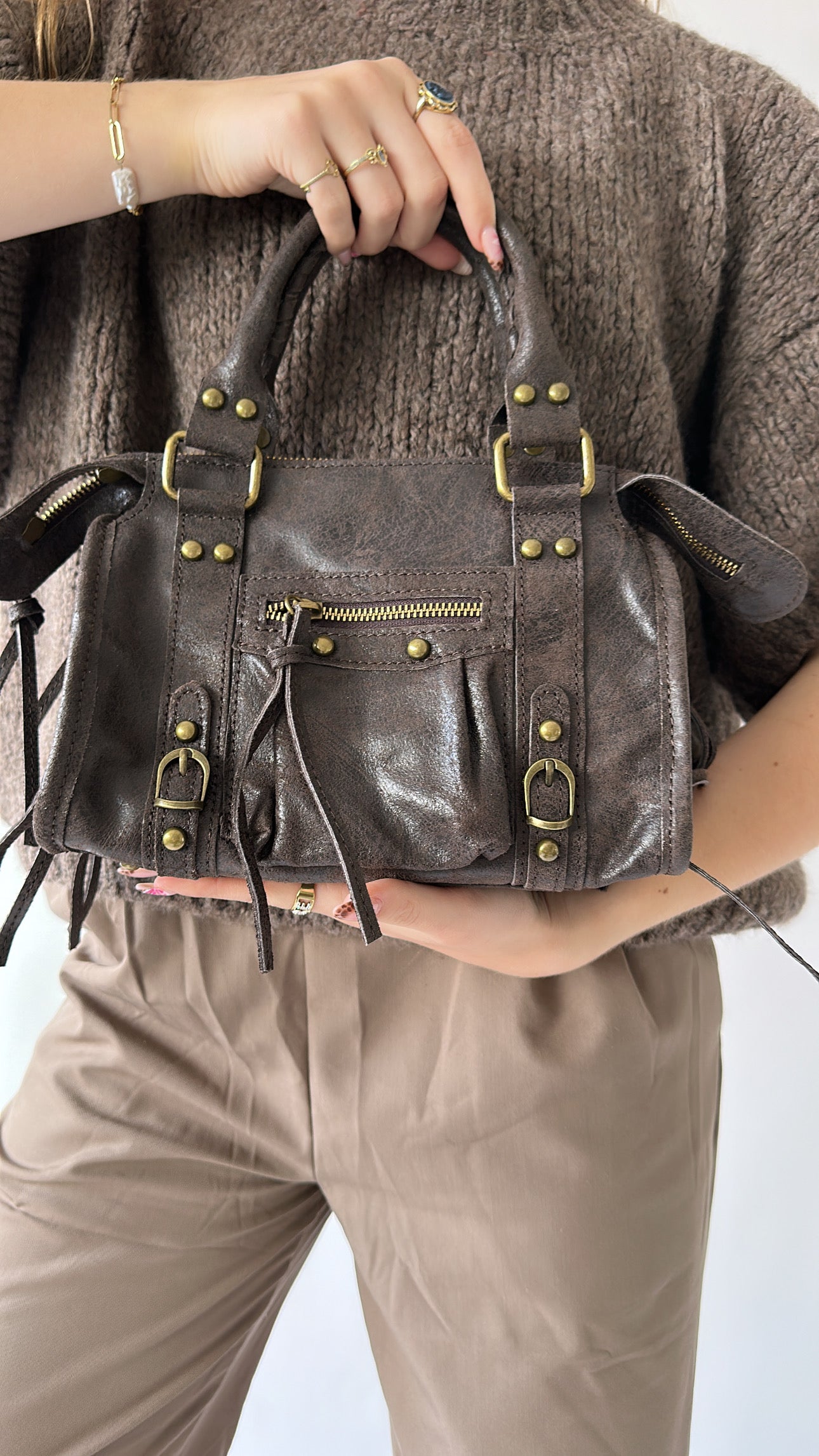 Mini City Bag – Beige, Green & Brown