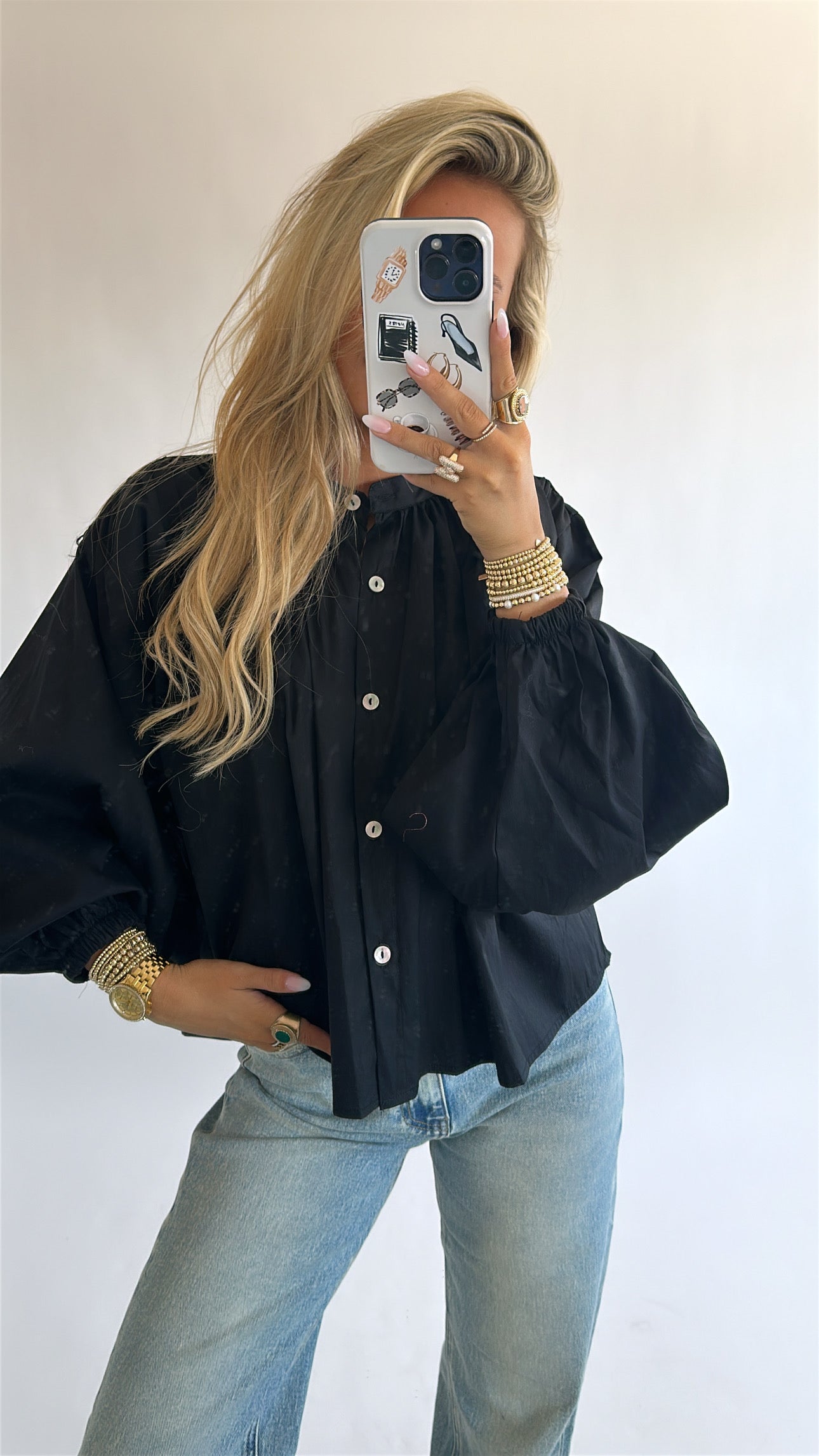 Oversized Balloon Sleeve Blouse