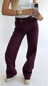 Tall Wide Leg Bordeaux Jeans