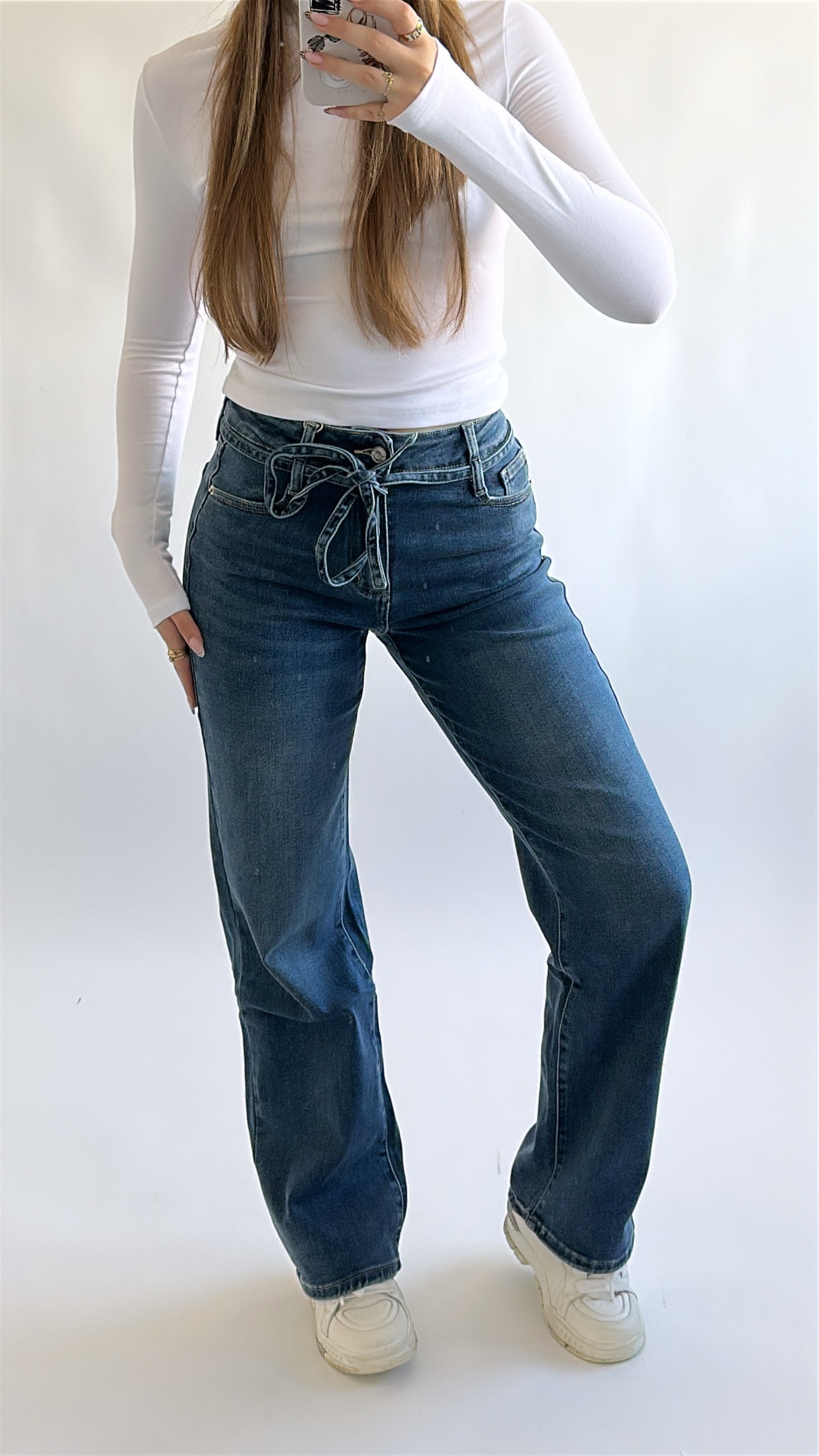 Straight Fit Belt Jeans