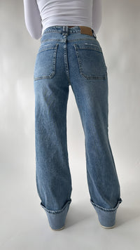 Pocket Detail Wide Leg Jeans