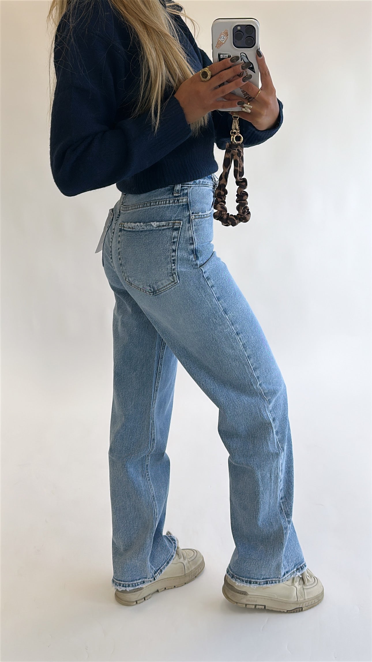 Classic Blue Wide Leg Jeans - stretch
