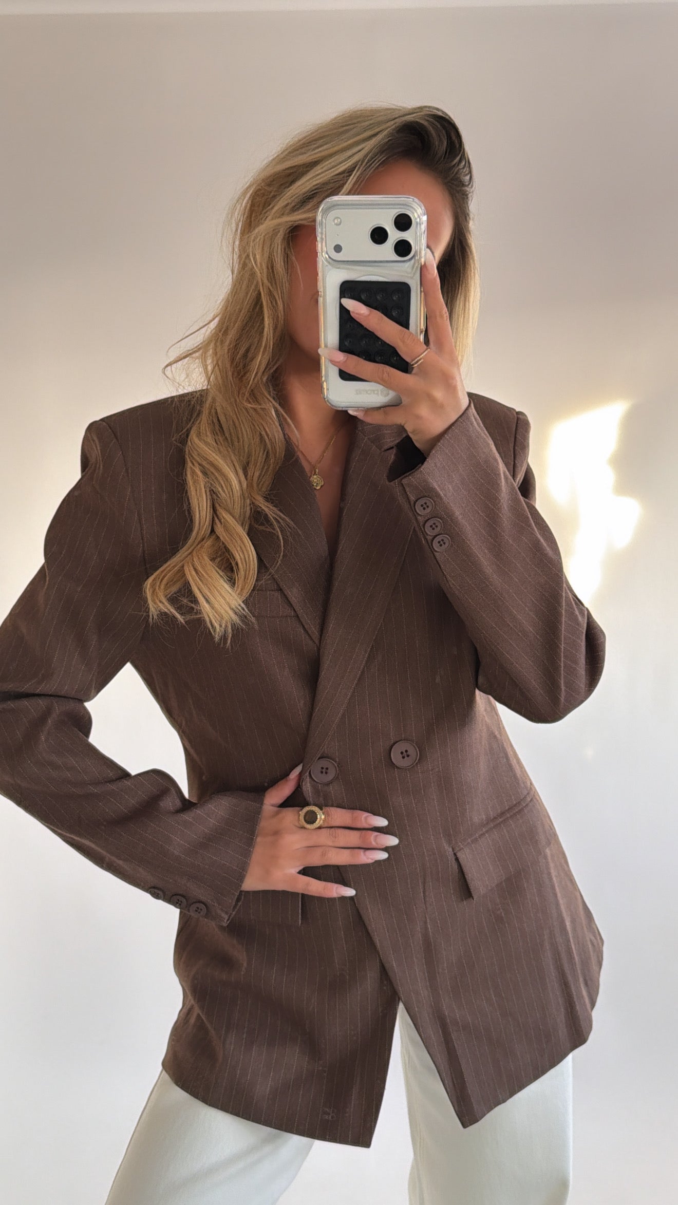 Sculpted Pinstripe Blazer
