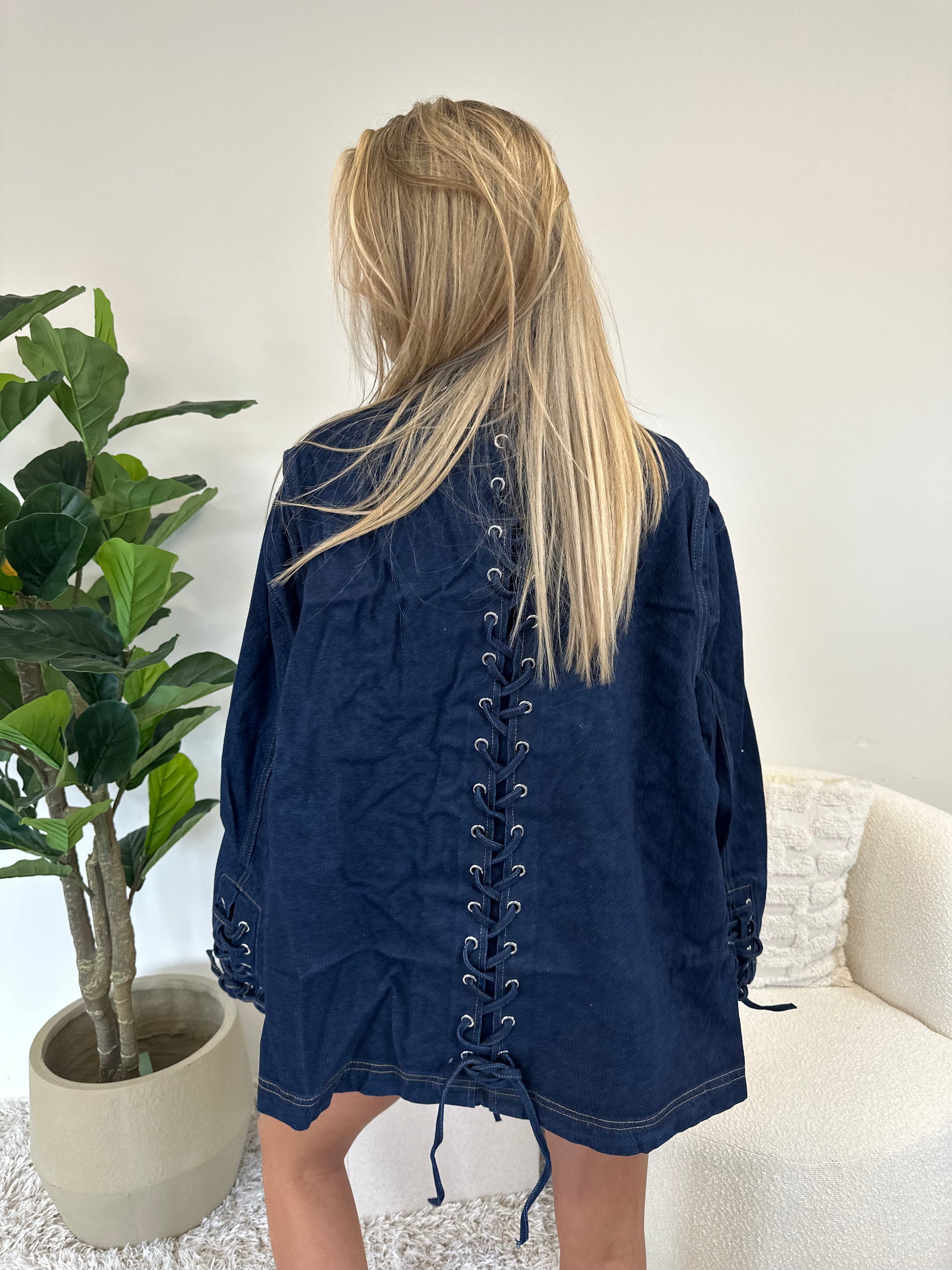 Denim Lace-Up Jacket “Indigo Edge”