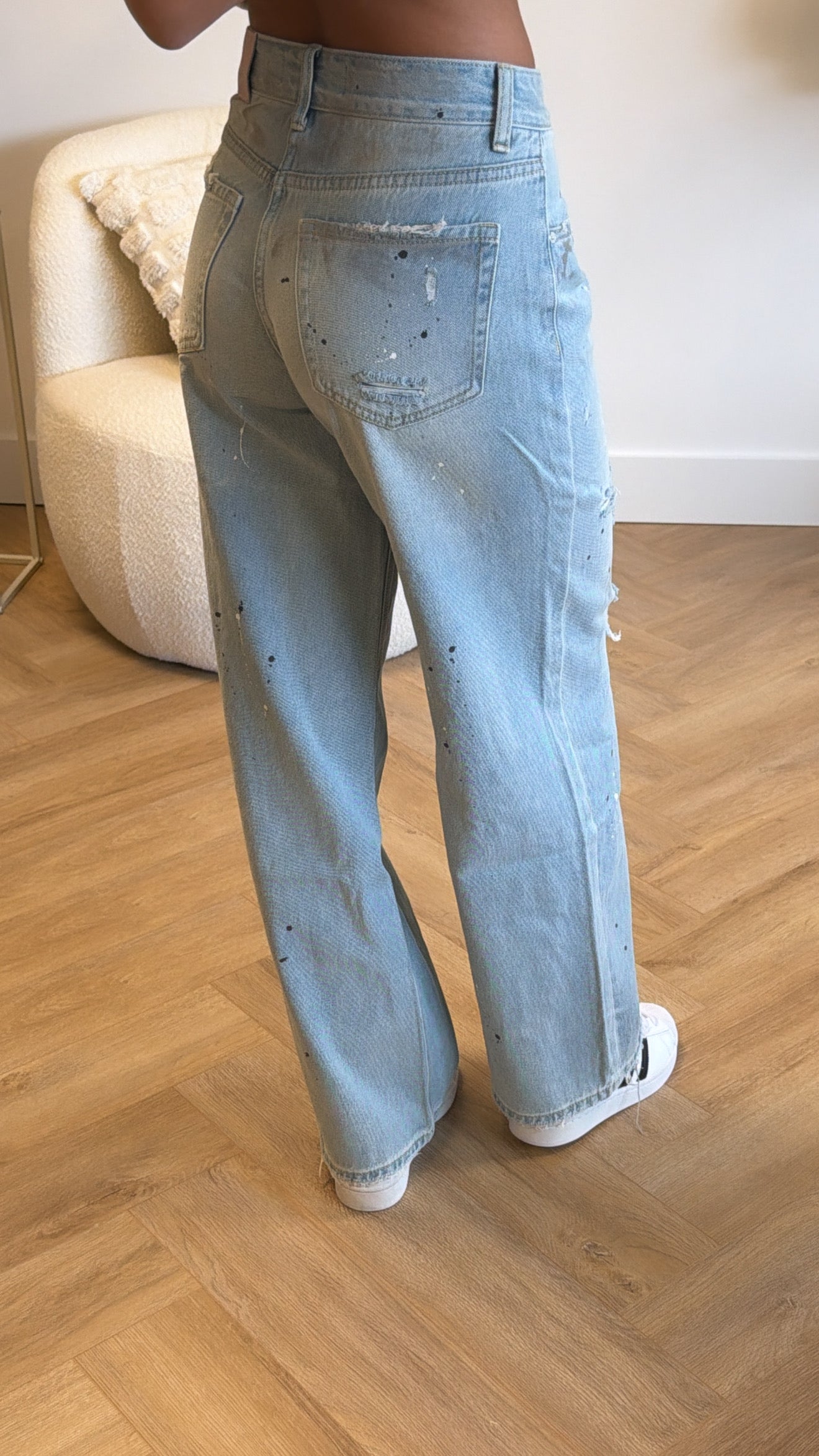 Rebel Distressed Wide Leg Jeans