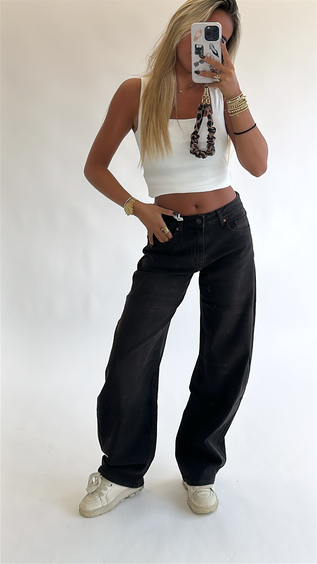 Relaxed Fit Balloon Denim -Mid Waist stretch