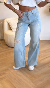 Rebel Distressed Wide Leg Jeans