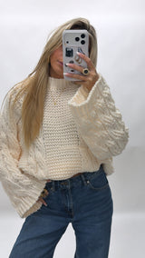 Blush cable sweater