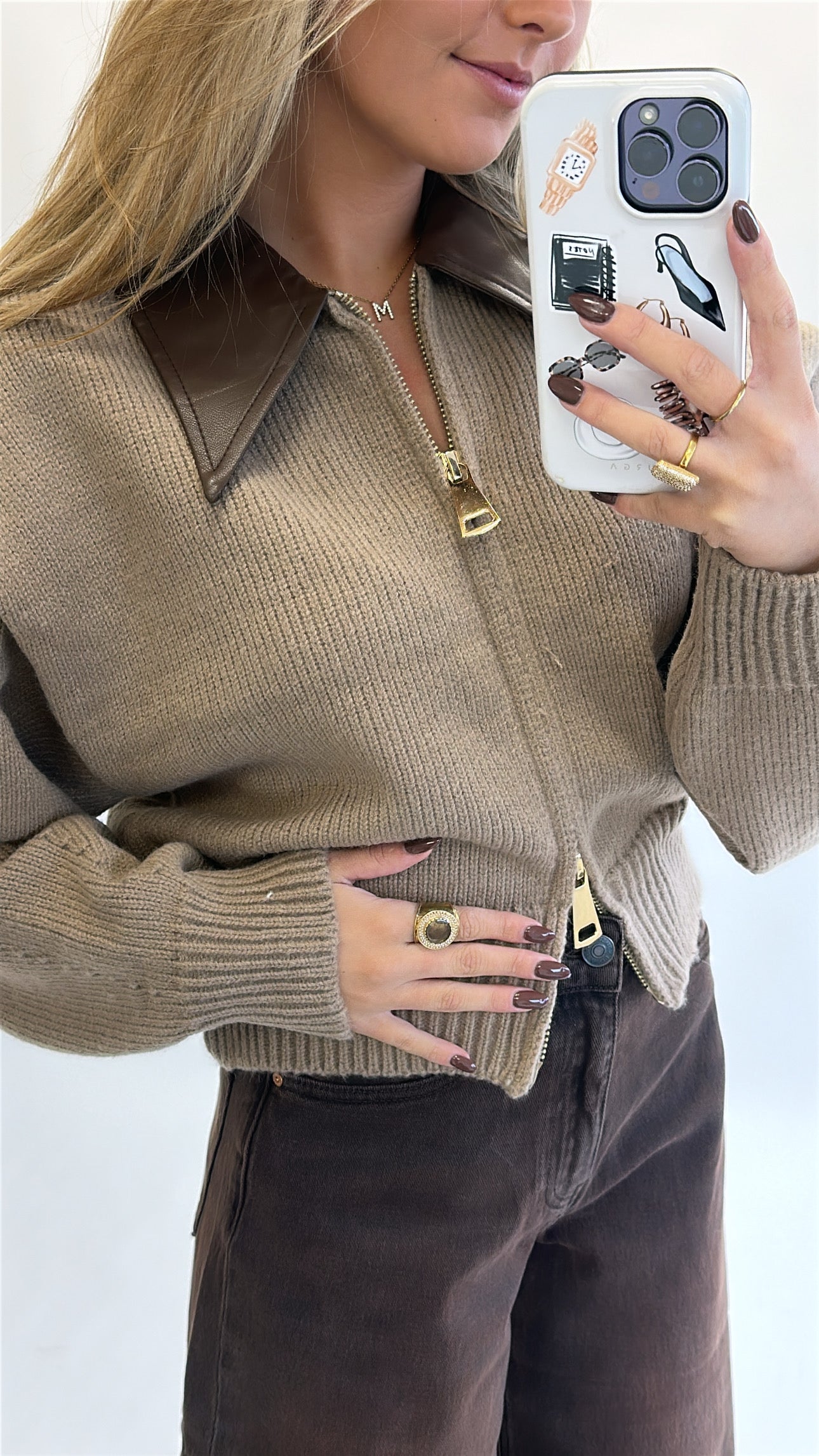 Zoë Zip Sweater ( Pre order taupe kleur 21 okt)