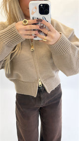 Zoë Zip Sweater ( Pre order taupe kleur 21 okt)