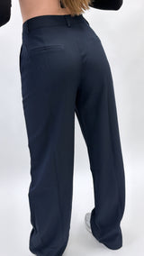 Chic wide leg pantalon navy