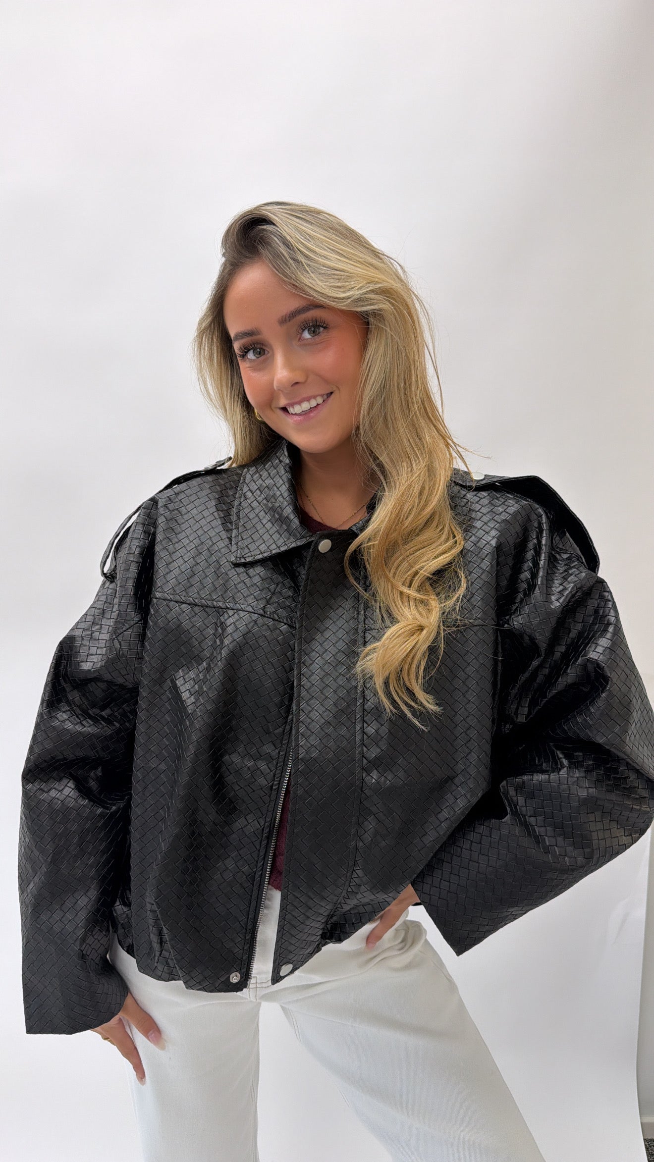 Textured Leatherlook Bomber