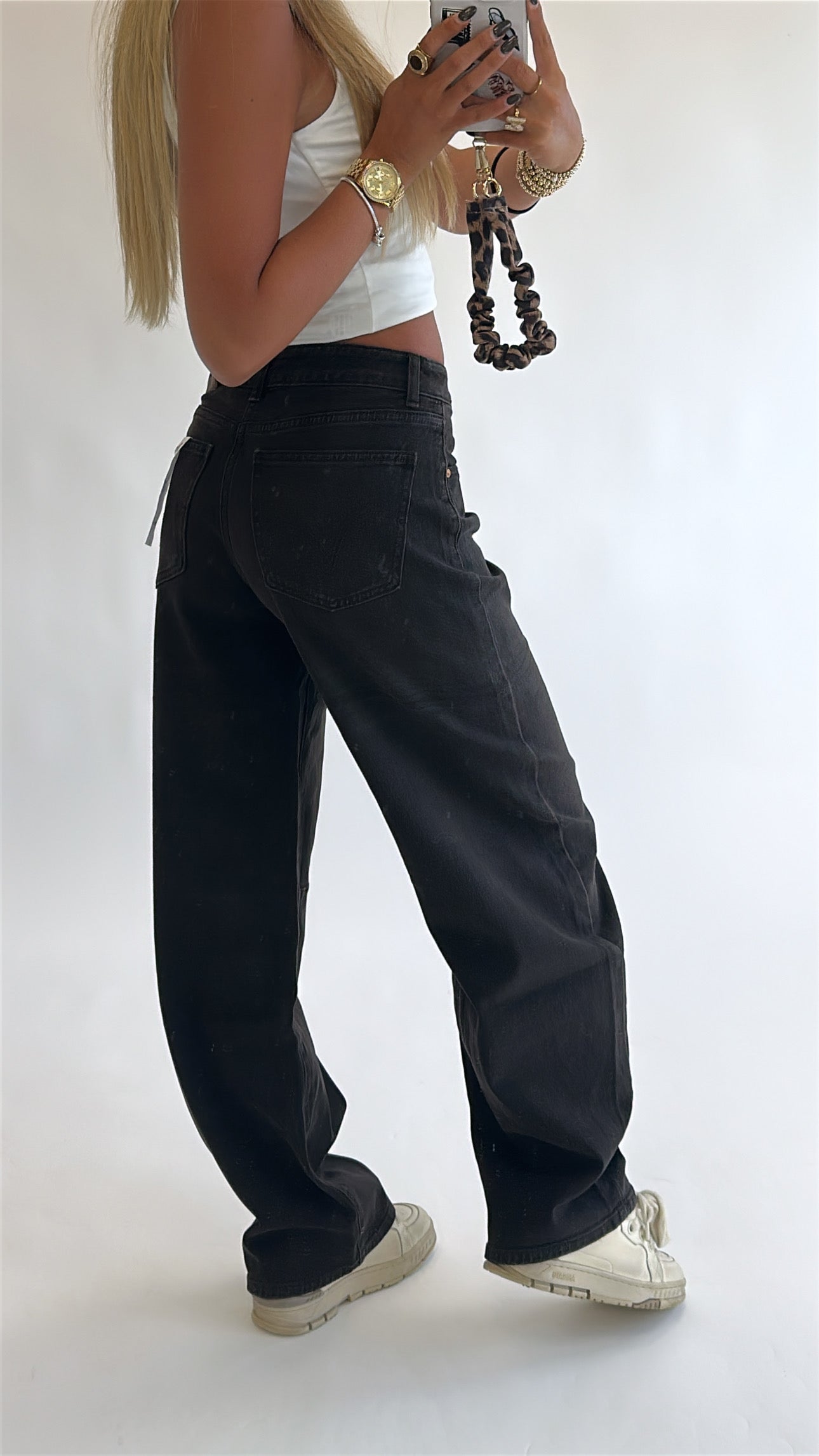 Relaxed Fit Balloon Denim -Mid Waist stretch