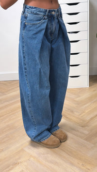 Fold Over Wide Leg Jeans