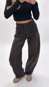 Glitter balloon jeans - Brown