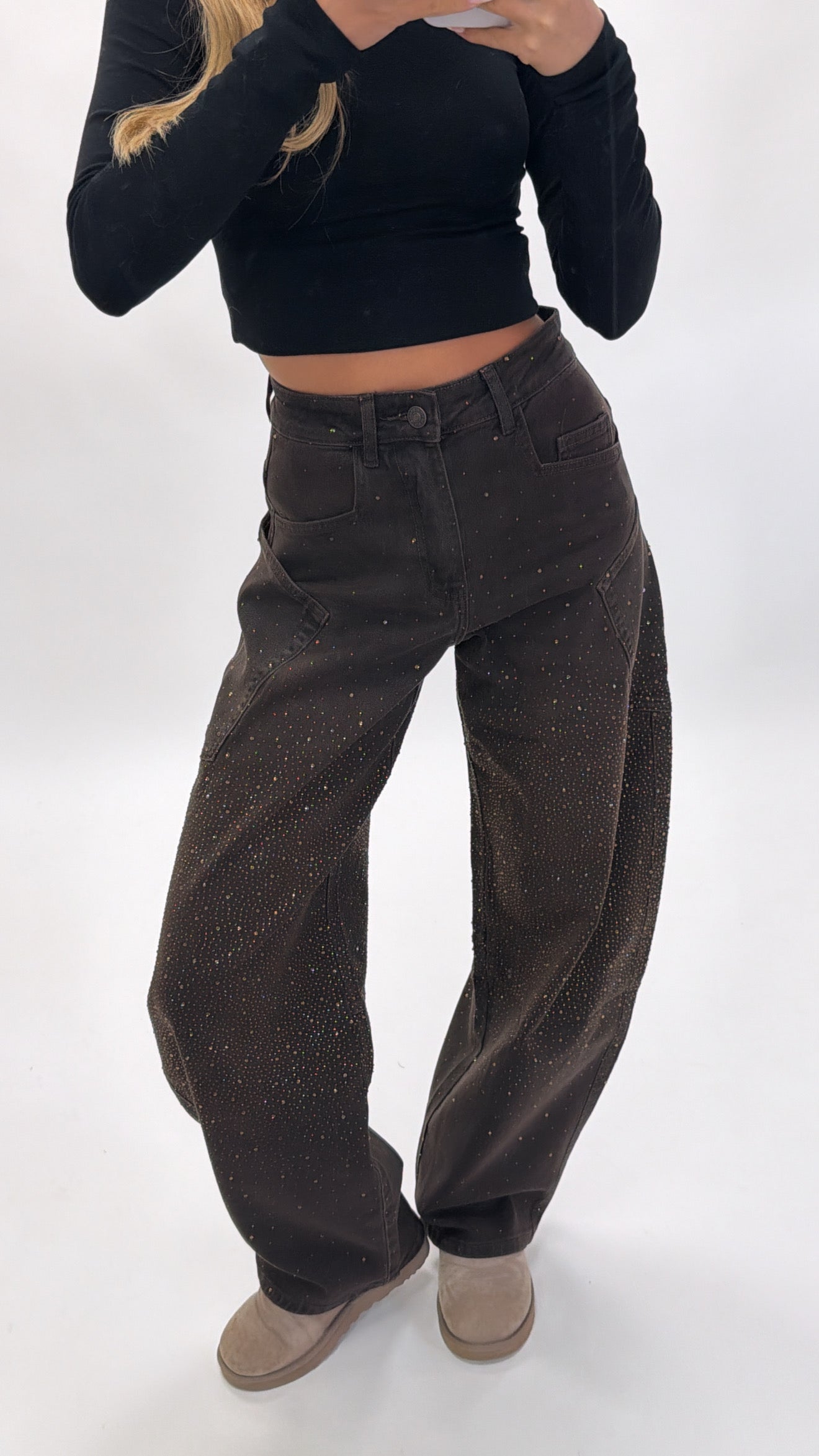 Glitter balloon jeans - Brown