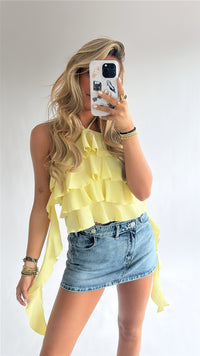 Ruffle Haltertop met Striksluiting