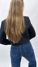 Cropped sparkling navy blazer