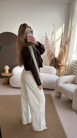 Lace up wide leg jeans