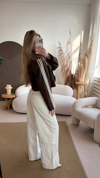 Lace up wide leg jeans