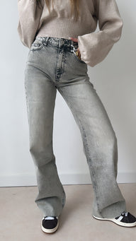 Seam tall straight leg jeans - grijs w3636-8