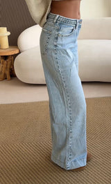 Braided Waist Wide Leg Jeans