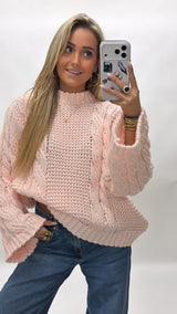 Blush cable sweater
