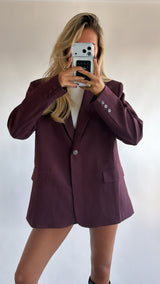 Classic Bordeaux Oversized Blazer