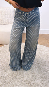 Polka Dot Wide Leg Jeans