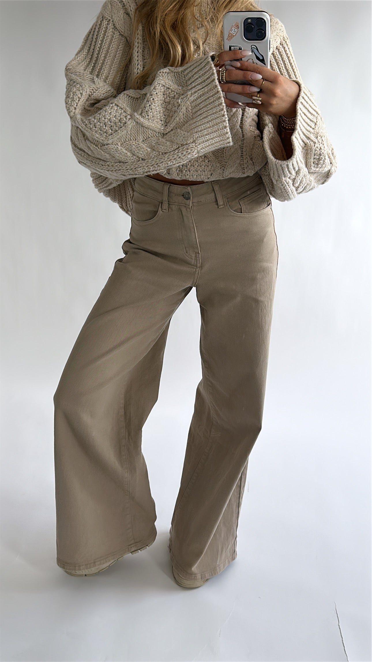 Sand Wide Leg Stretch Jeans