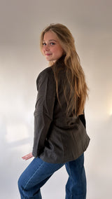 Sculpted Pinstripe Blazer