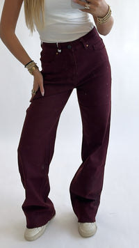 Tall Wide Leg Bordeaux Jeans