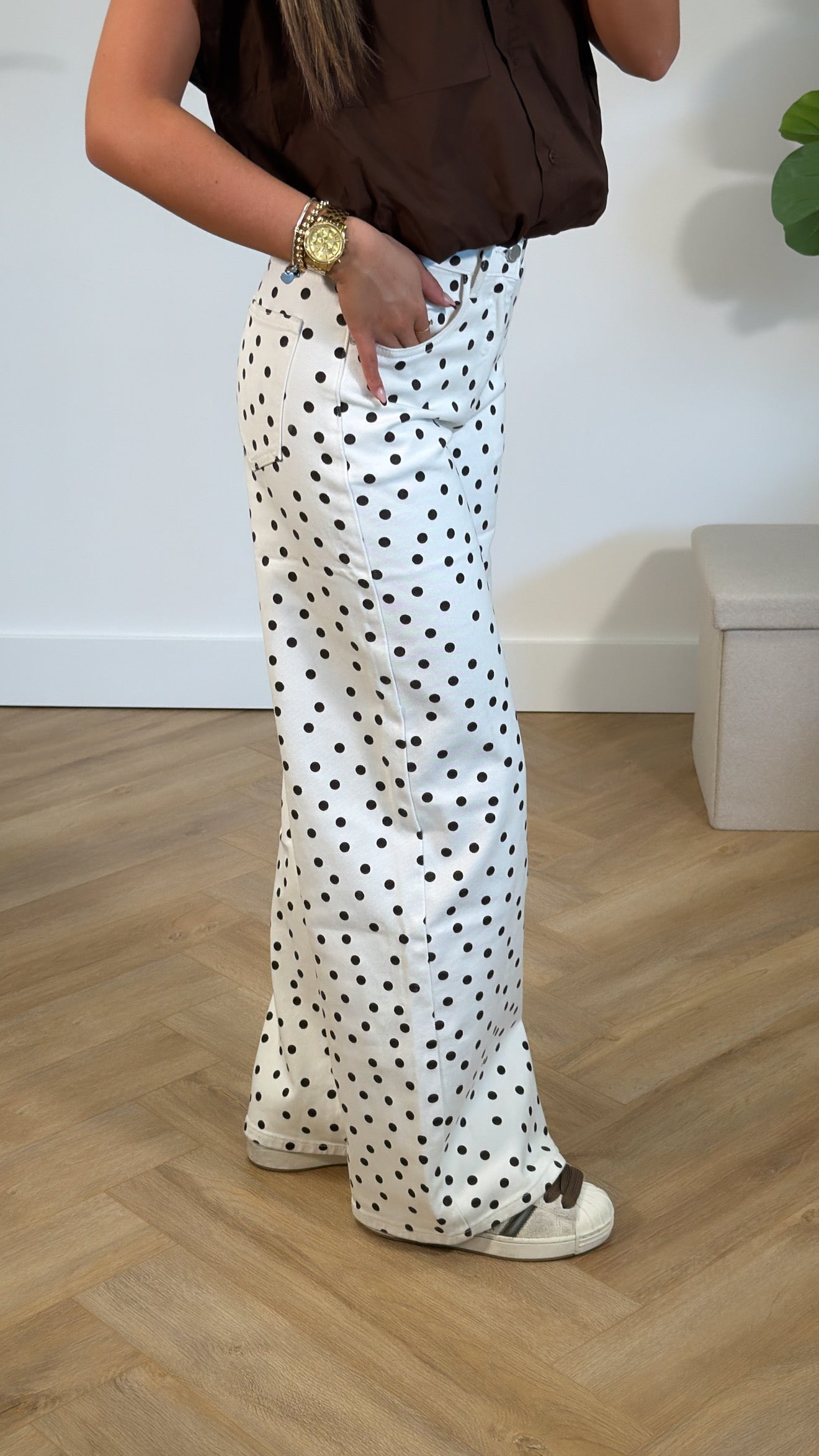 Polka Dot Wide Leg Jeans