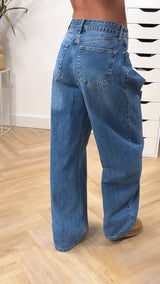 Fold Over Wide Leg Jeans