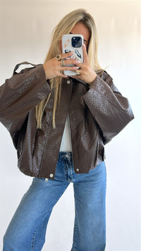 Brown Checkered Oversized Jacket
